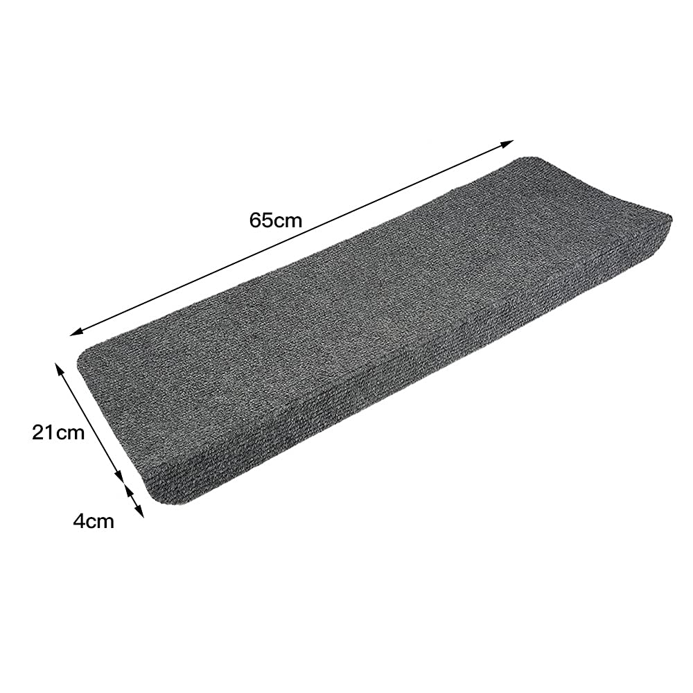 HUOLE Tapis d'escalier polyester - Kit de 15 Marchettes Escalier Rectangulaire pour marches, antidérapants marches en bois, enfants et chiens(65x25cm gris), 15pc (65x25cm HL269092, (HL269092)