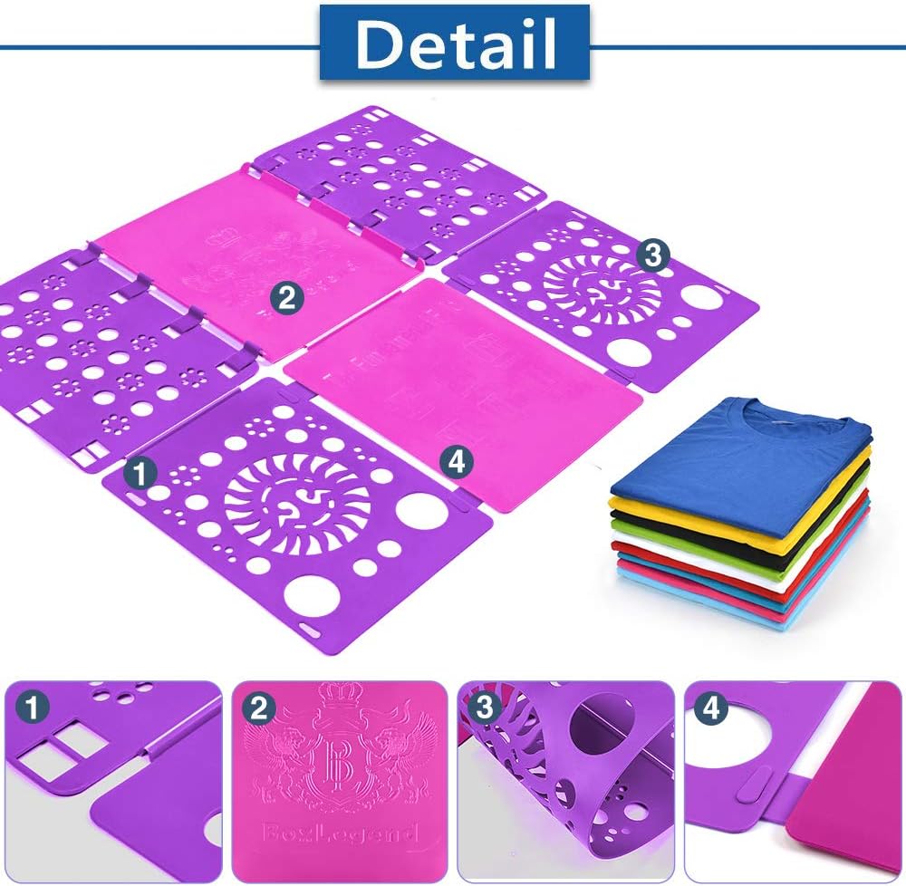 BoxLegend Version 3 Shirt Folding Board t Shirts Clothes Folder Durable Plastic Laundry folders Folding Boards Helper Tool for Adults and Children(Purple)
