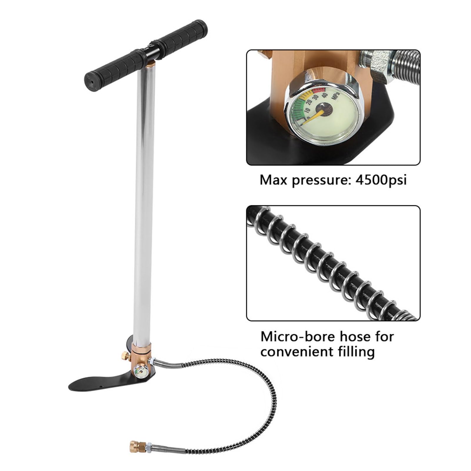 Pompa manuale ad alta pressione, versatile per pneumatici fino a 4500 psi, per biciclette e moto con monitoraggio preciso della pressione