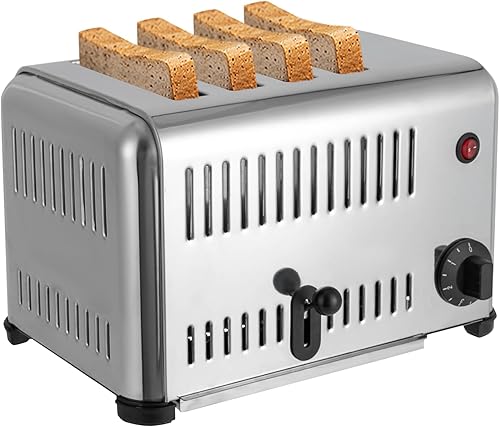Miniatura 1 de Máquina de hornear pan desplegable de 4 rebanadas, tostadora de pan comercial de 110 V 1650 W con función de temporizador, máquina tostadora de