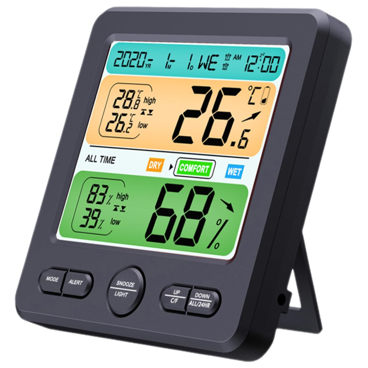 1 Set Hygrometer Clock Indoor Humidity Meter Indoor Humidity Thermometer Temp and Humidity Monitor Temperature Gauge Thermometer Meter Digital Hygrometer Table Hygrometer Home Tool