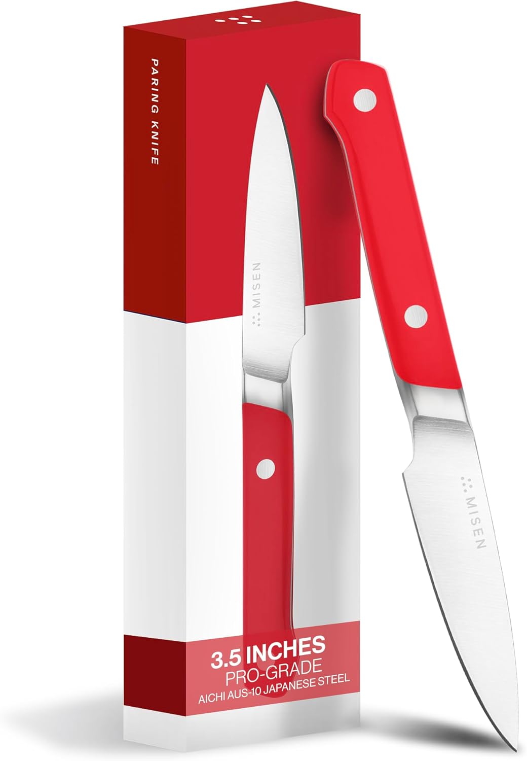 Misen 3.5" Paring Knife – Precision Kitchen Knife - High-Carbon Stainless Steel Blade – Ergonomic Handle for Peeling, Trimming, and Slicing – Lightweight, Versatile Tool for All Culinary Tasks - Red