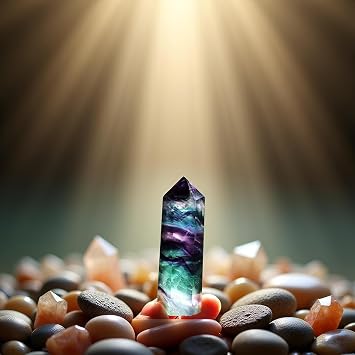 Natural Fluorite Quartz Crystal Stone Healing Amethyst Hexagonal Wand Point Stone Energy Generator Blanacing Chakra for Yoga Meditaion Home Ornaments Decor (1.57-1.97in)