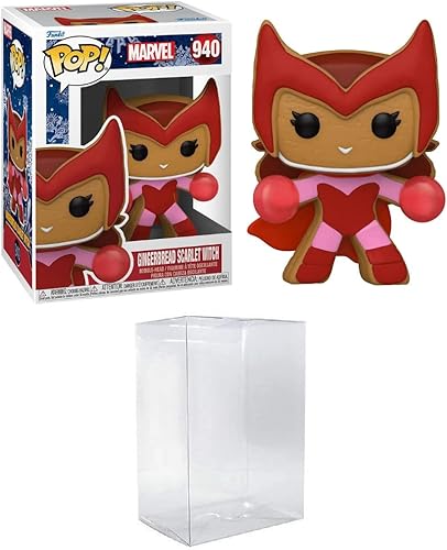 Funko ¡Pop! Marvel: Bruja escarlata de pan de jengibre con protector de burbujas EcoTEK