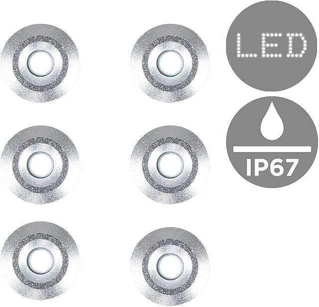 MiniSun Pack of 6 15mm White LED Round Garden Decking/Kitchen Plinth Lights Kit - IP67