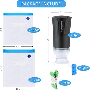 MOMODA Sous Vide Cooking Bags Bundle: 60 Reusable Vacuum Seal Bags with 8 Sealing Clips & 2 Pump Included for Anova, Joule, and All Immersion Circulators - Perfect for Sous Vide Precision Cooking
