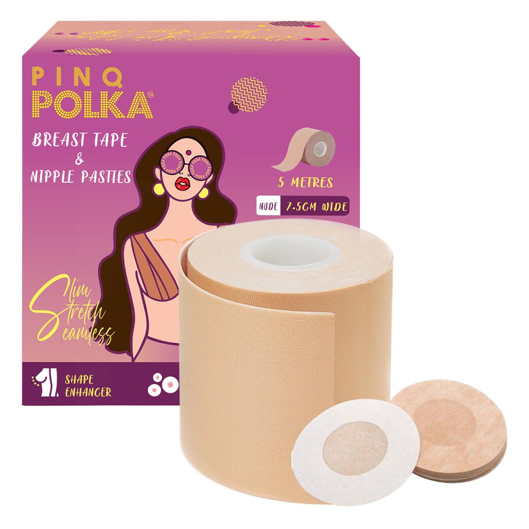 Boob Tape for Breast Lift - Skin Friendly Body Tape with Nipple Pasties - Invisible Tape for Backless Outfits