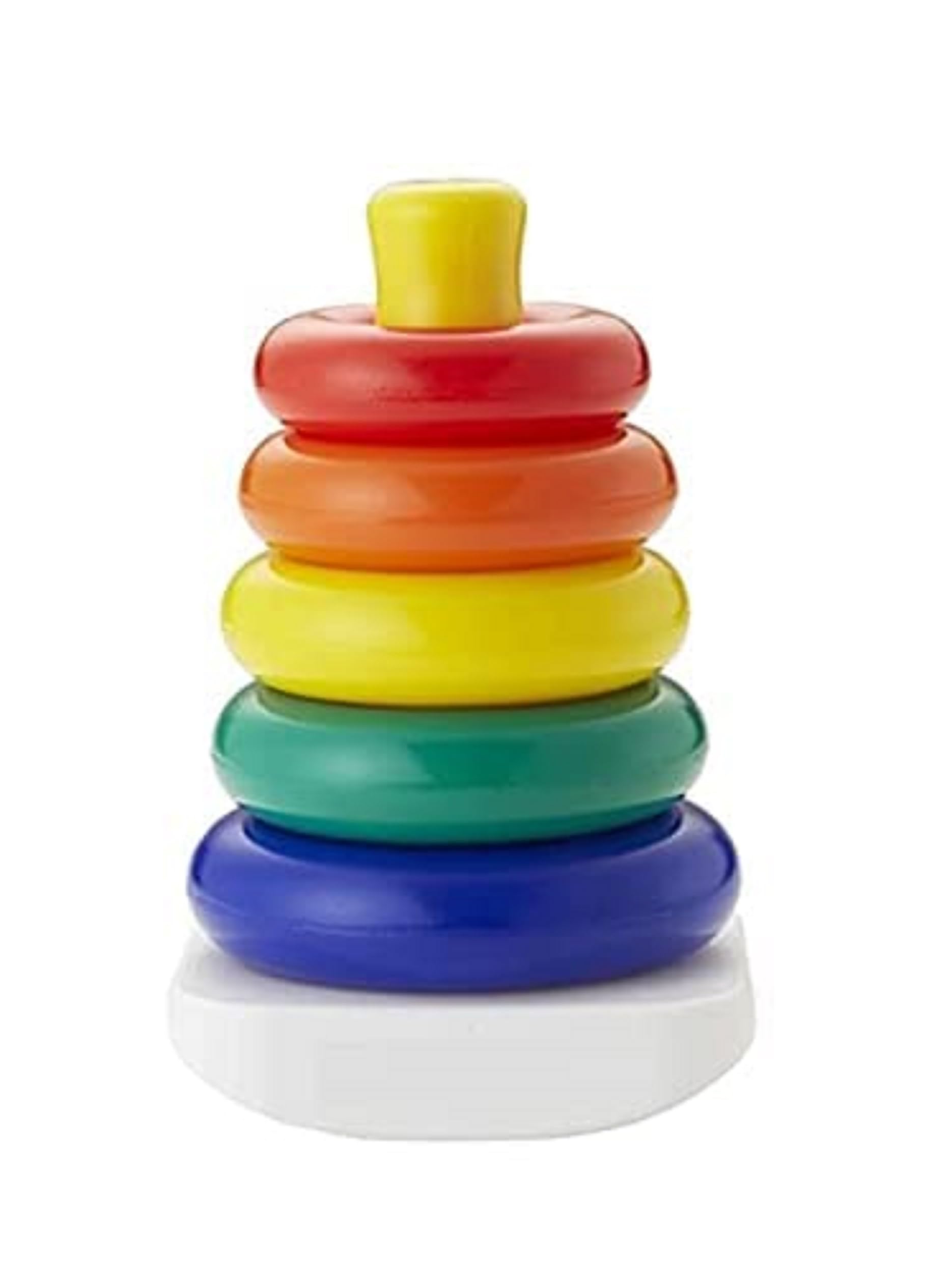 Gurbik Plastic Original Rock-a-Stack, Multicolor, Classic Stacking Toy with 5 Colorful Rings to Grasp, Shake, and Stack!