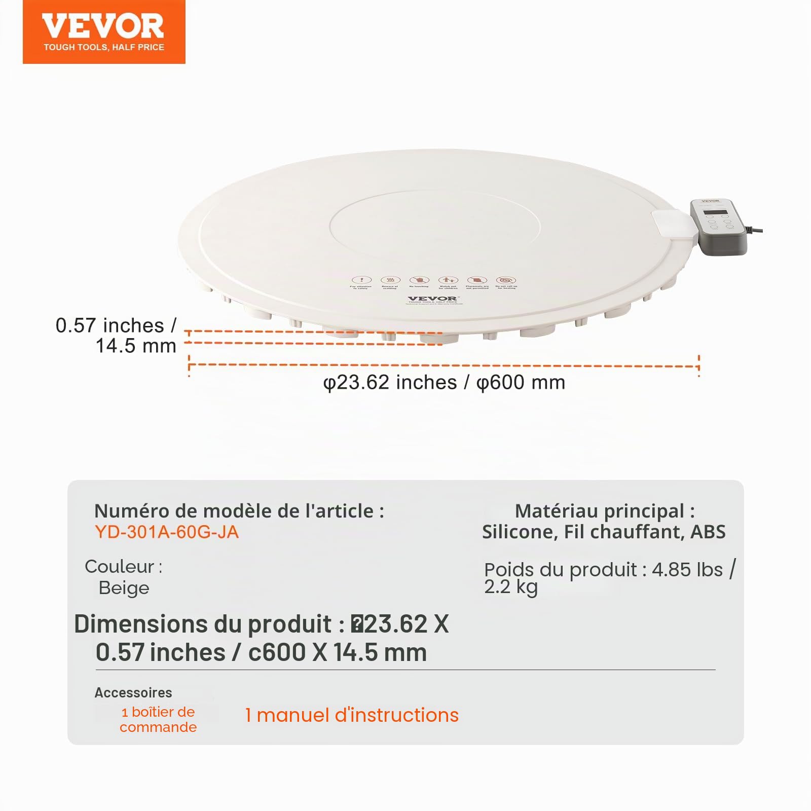 VEVOR Chauffe Plat Électrique en Silicone Enroulable et Portable, Plateau Chauffant pour Buffet 60 cm, Tapis Chauffant Alimentaire avec 4 Réglages de Température, Arrêt Automatique, pour Restaurant