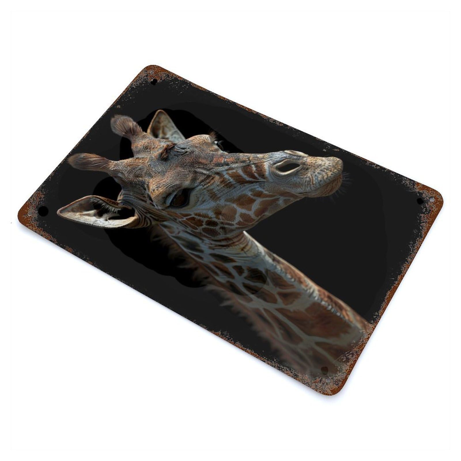 Rust Effect Giraffe Retro Metal Sign 11.8"x7.9", Farmhouse Wall Decor for Living Room, Hallway And Home Decor