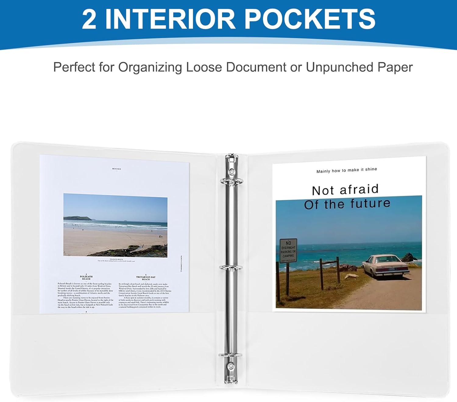 Durable 1 inch 3-Ring Binder, 1" Round Ring Binders with 2 Inside Pockets, Basic 1 in Binders, PVC- Free, Clear View Cover 1-inch-Binder Holds 8.5'' x 11''Paper for Office/School/Home（12 Pack, White