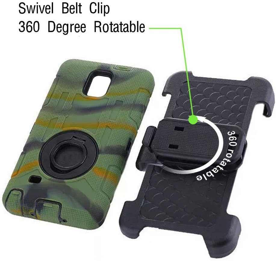 Note 4 Case, Galaxy Note 4 Case, BENTOBEN Heavy Duty Shockproof Protection Shell Hybrid Rugged Samsung Galaxy Note 4 Case Rubber Built-in Rotating Kickstand Belt Swivel Clip Holster, Camouflage