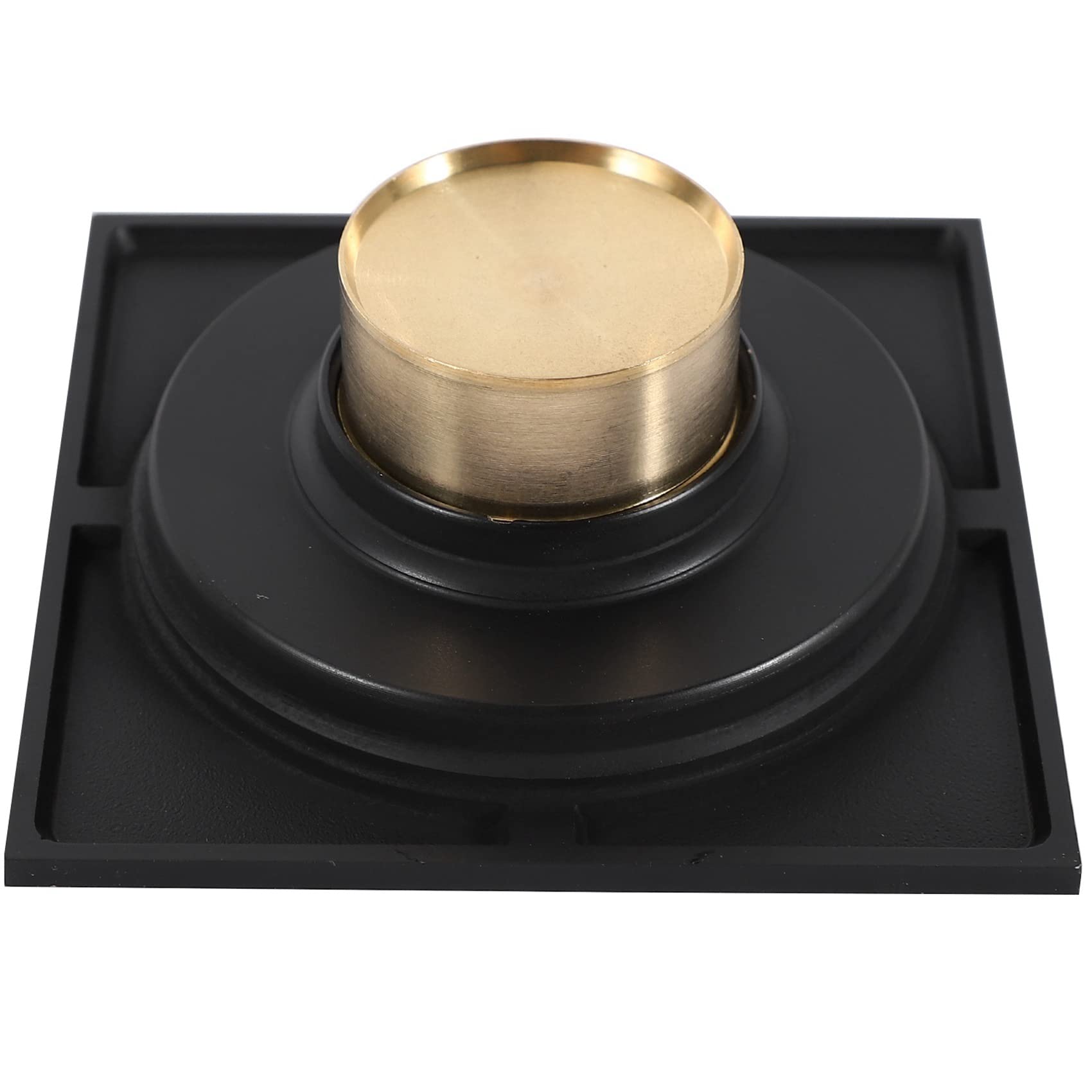 6X Desagüe de Ducha Cuadrado de 4 Pulgadas Con Rejilla de Cubierta Extraíble, Conjunto de Desagüe de Piso de Latón Antiobstrucción Y Punto de Olor Con Colador de Pelo, Negro Mate