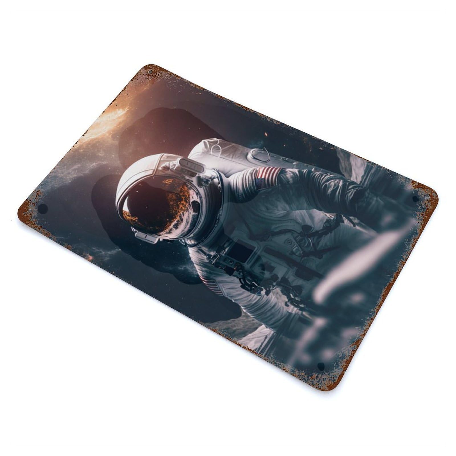 Distressed Metal Wall Sign Solitude In The Void 11.8"x7.9", Retro Wall Decor for Basement, Hobby Room And Garage Decor
