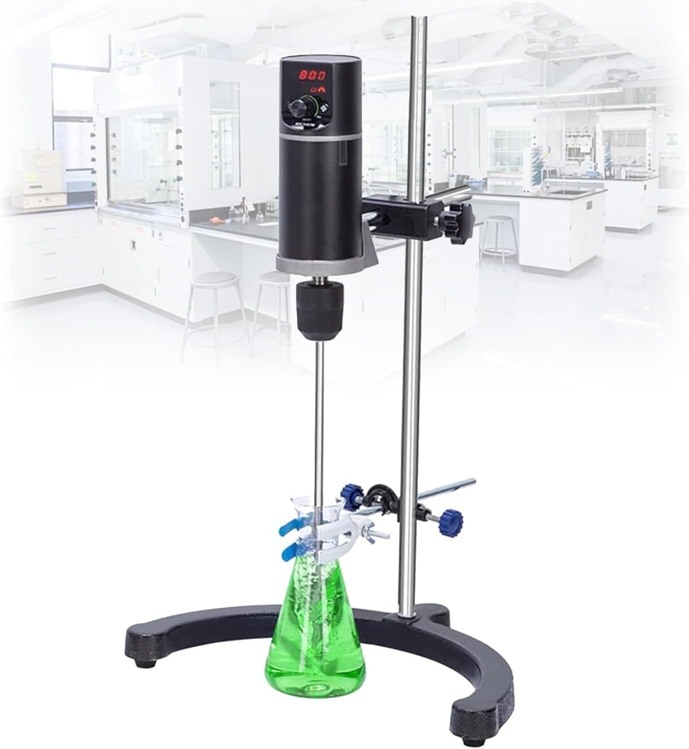 Digital Overhead Stirrer with LCD Display and Automatic Torque Adjustment, Lab Stirrer 100-2000RPM for Solid-Liquid Mixing in Chemical and University Laboratories (20L/40L/60L Models),20L