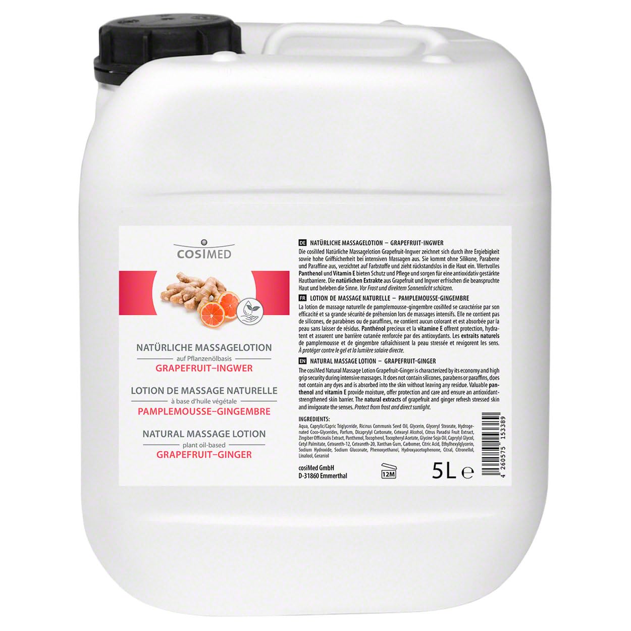 cosiMed Natürliche Massagelotion Grapefruit-Ingwer, 5 l