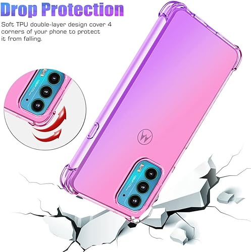Miniatura 7 de Funda para Moto Edge 2021, Moto Edge 5G UW Cute Case Girls, Gradient Slim Anti Scratch Soft TPU Funda protectora a prueba de golpes para Motorola