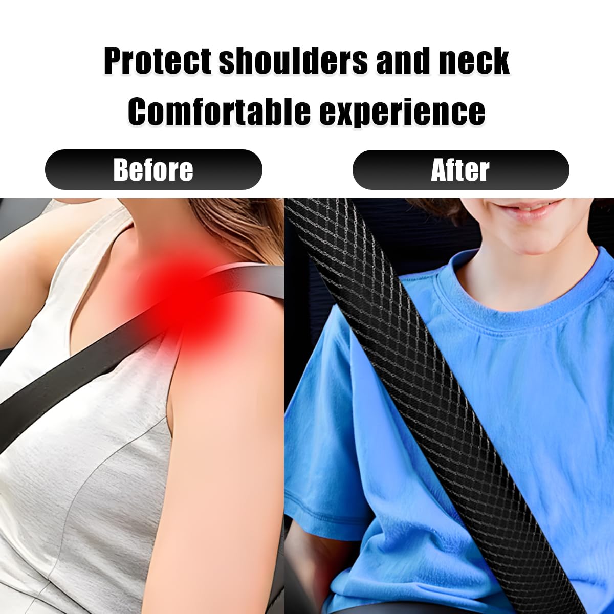 BESULEN Funda extra larga para cinturón de seguridad de automóvil, 2 almohadillas suaves para correa de hombro para cinturón de seguridad de vehículo, cómodo accesorio protector de arnés interior de