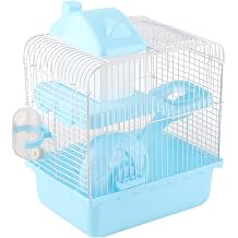 2 Tier Hamster Cage, Large Space High Chassis Design Removable Habitat with Open Wire Mesh for Hamster Guinea Pigs Rabbits Small Animals Blue
