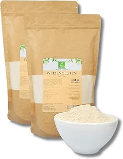 Weizengluten 2 kg von der Grünen Essenz - veganer Fleischersatz 2x1kg - Seitan Basis Pulver - Weizenkleber low carb - natürliches Verdickungsmittel - rein pflanzlich - Weizeneiweiß (2 kg)