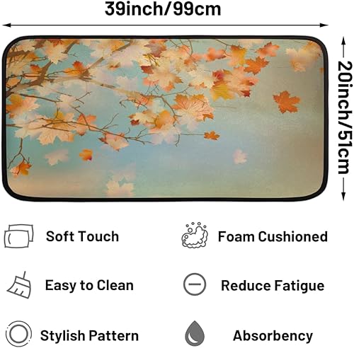 Miniatura 2 de Thanksgiving Autumn Maple Leaves Kitchen Rugs and Mats, Non Skid Absorbent Resist Dirt Kitchen Mat Runner Comfort Standing Floor Mat 39"x20" for