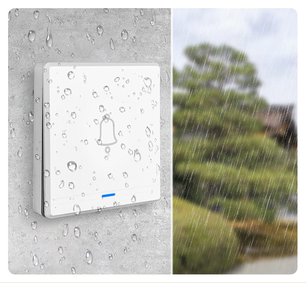 Funk TüRklingel Batteriebetrieben，300m Long Range Türklingeln, Mini IP47 Wasserdicht Mit 1 Plug-in-Empfänger, Schnurlose Türklingel Mit 5 Lautstärkestufen 38Melodien LED-Blitz Geeignet Für Zuhause