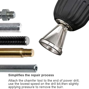 Deburring External Chamfer Tool(2pc/Package), Thread Repair,Bolt Thread Repair Tool for Drill Bit Size 8-32 Bolts