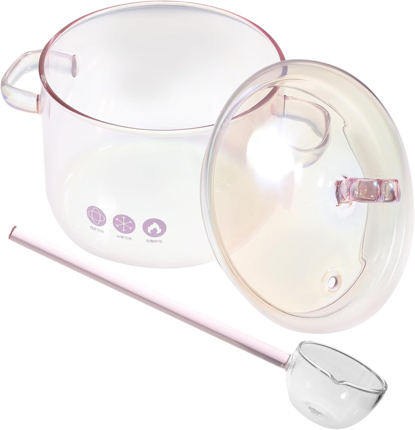 Clear Glass Cooking Pot with Double Handles Ramen Container Heat Resistant Kitchenware for Noodles Food Soups and Sauces Easy to Clean and Convenient Cooking