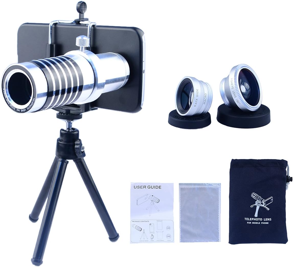 Apexel Samsung Galaxy Note 5 Camera Phone Lens Kit Including 14x Manual Focus Telephoto Lens/ Fisheye Lens/ Wide Angle Lens/Macro Lens with Mini Tripod /Universal Phone Holder / Hard Back Case for Samsung Galaxy Note 5