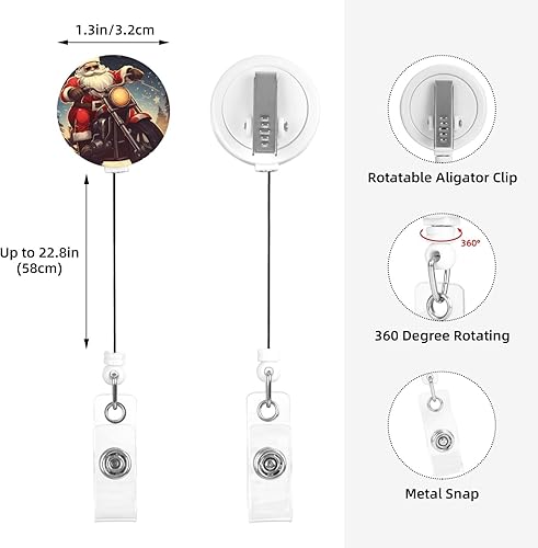 Miniatura 3 de LZQPOEAS Carretes retráctiles con clip giratorio, soporte para tarjeta de identificación de motociclista de Santa Claus para enfermera, clip con