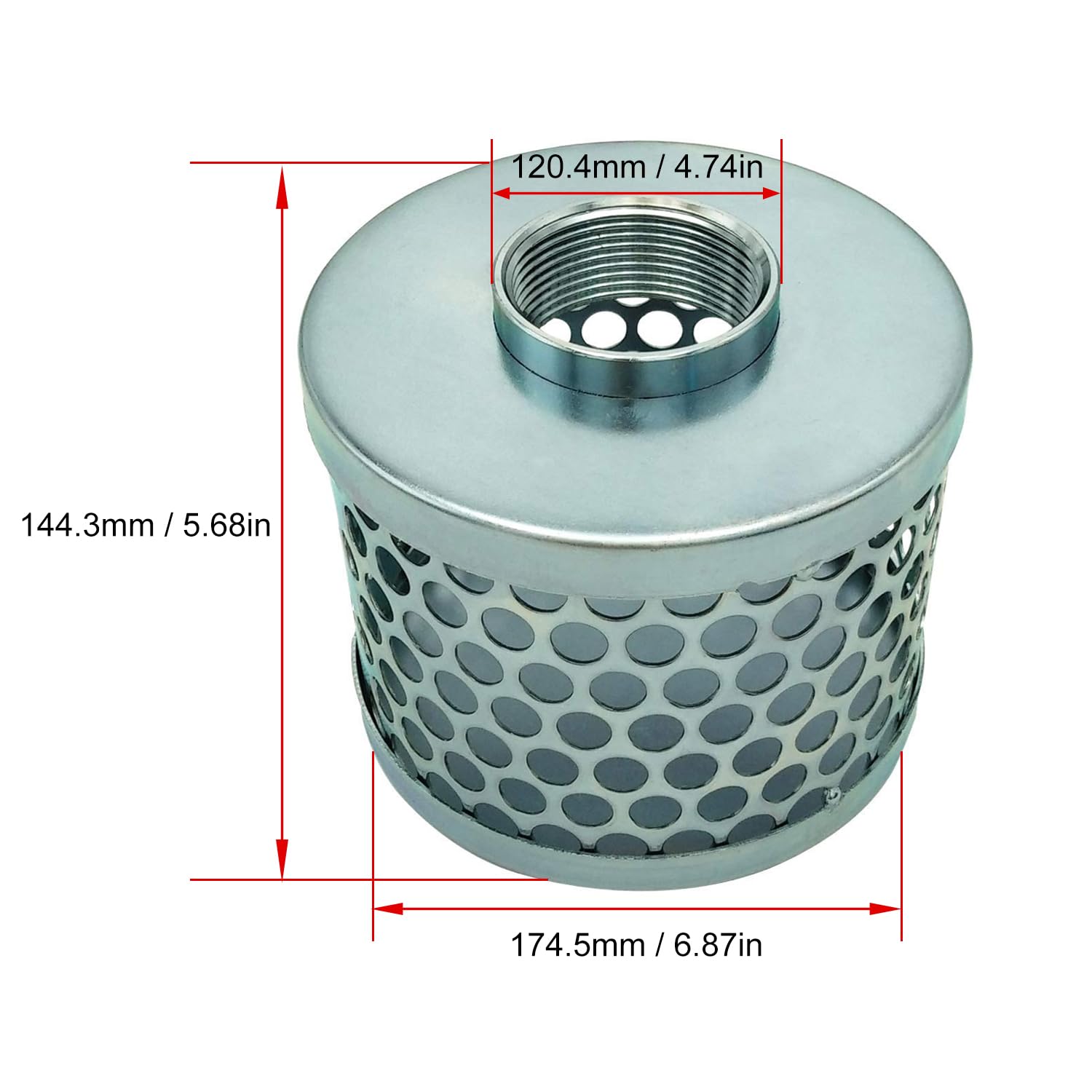 Round Hole Suction Strainers for Pump, Plated Steel (4")