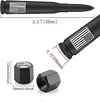 Vista 5 de Antena de bala para camión con bandera de Estados Unidos con tapas de vástago de válvula, mástil para GM Chevy Silverado 1500 2500 3500 HD Ford F150