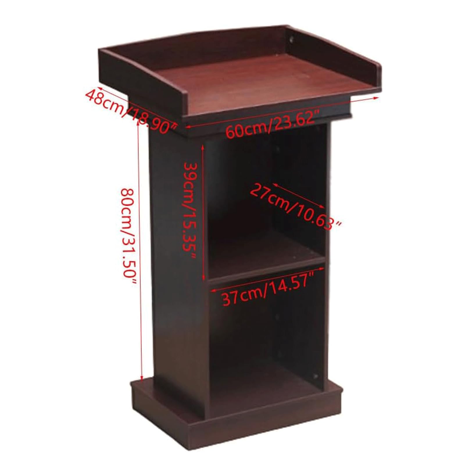 Stehpult Vintage Rednerpult aus Holz mit 2 offenen Staufächern, stehendes Rednerpult, Konferenztisch, tragbar, einfache Lehrerpodien fortschrittlich