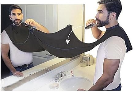 REES52 Beard Apron Cape, Beard Shaving Apron Gather Cloth Bib with Two Suction Cups for Man Shaving Thanksgiving Day Christmas present