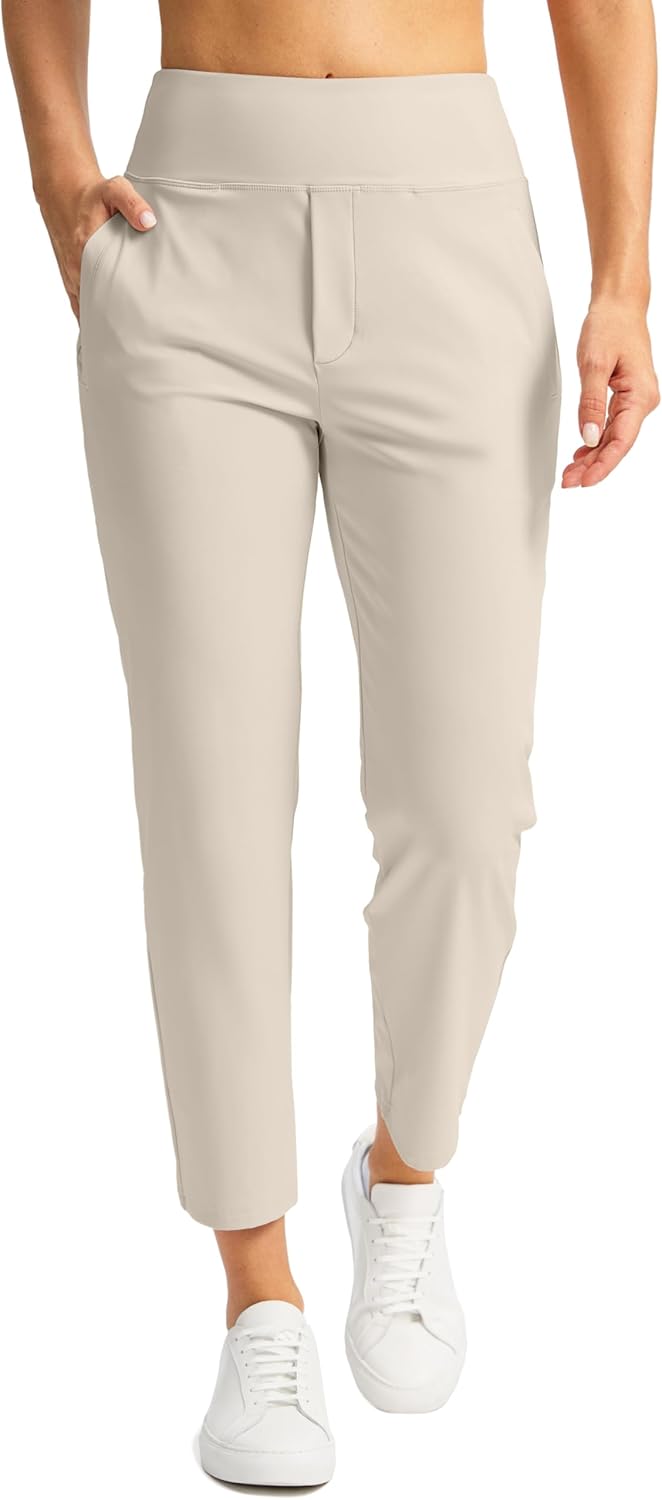 SANTINY Women's Pants with 3 Pockets 7/8 High Waisted Stretch Ankle Pants for Women Golf Casual Travel Athletic Work - Image 3