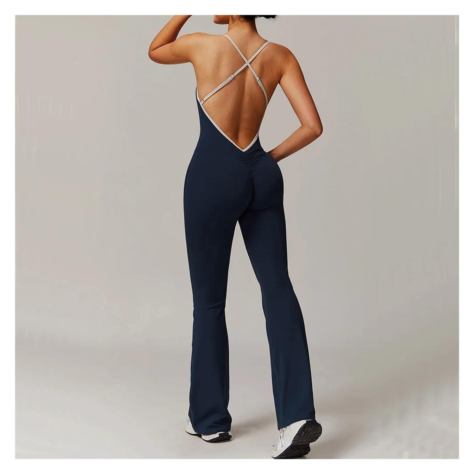 Mono de yoga sin espalda Mono Deportivo Sexy Con Espalda En V For Mujer, Conjunto De Gimnasio, Traje Entrenamiento Yoga, Ropa Deportiva Para Entrenamiento