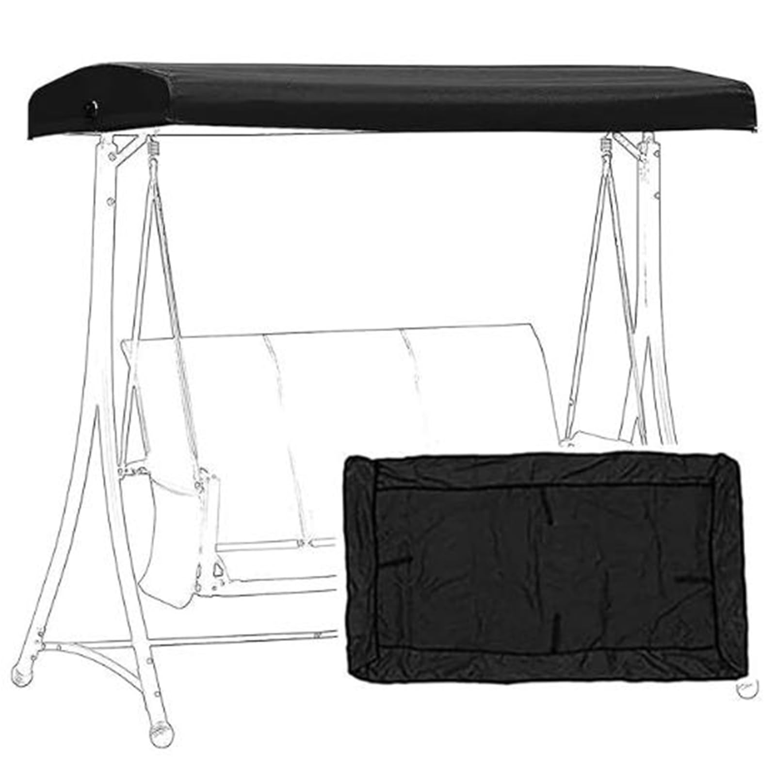 Telo di Copertura per Altalena a 3 posti, Impermeabile, Parasole, Ricambio per Altalena da Veranda, Tessuto Impermeabile e Resistente ai Raggi UV, per Patio, Veranda, Giardino.