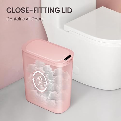 Miniatura 4 de Cesun Cubo de basura automático con sensor de movimiento para baño con tapa, cubo de basura sin contacto de 2.6 galones, cubo de basura delgado de