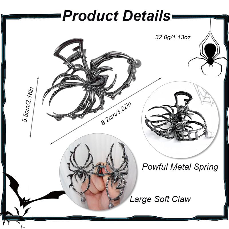 Amazon.com : Spider Hair Barrette - Black Metal Alloy with  display picture 3