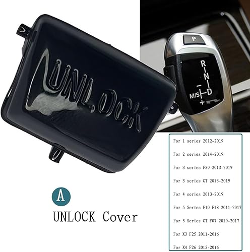 Miniatura 3 de Cubierta de botón de desbloqueo de palanca de cambios de coche, color negro brillante, repuesto para BMW 1 2 3 4 5 6 X3 X4 X5 X6 Series F20 F22 F30