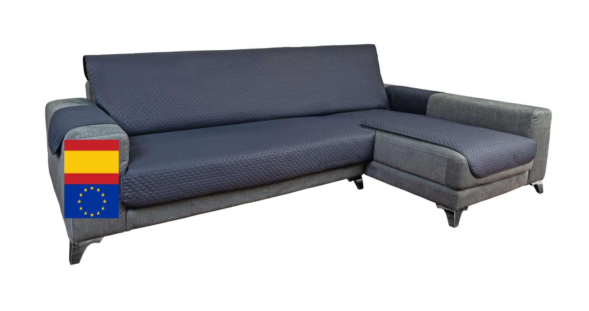 Funda Sofá Chaise Long Cheslong Reversible – Cubre Sofá Chaise Longue Izquierdo o Derecho – Protector Acolchado Lavable contra Manchas y Arañazos – para Mascotas y Niños – Fabricado en España