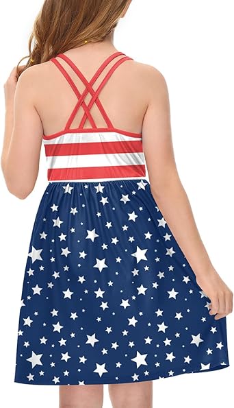 Amazon Com Besserbay Girls Summer Sleeveless Criss Cross Swing Midi Dress With Pockets 4 12 Years Clothing Shoes Jewelry