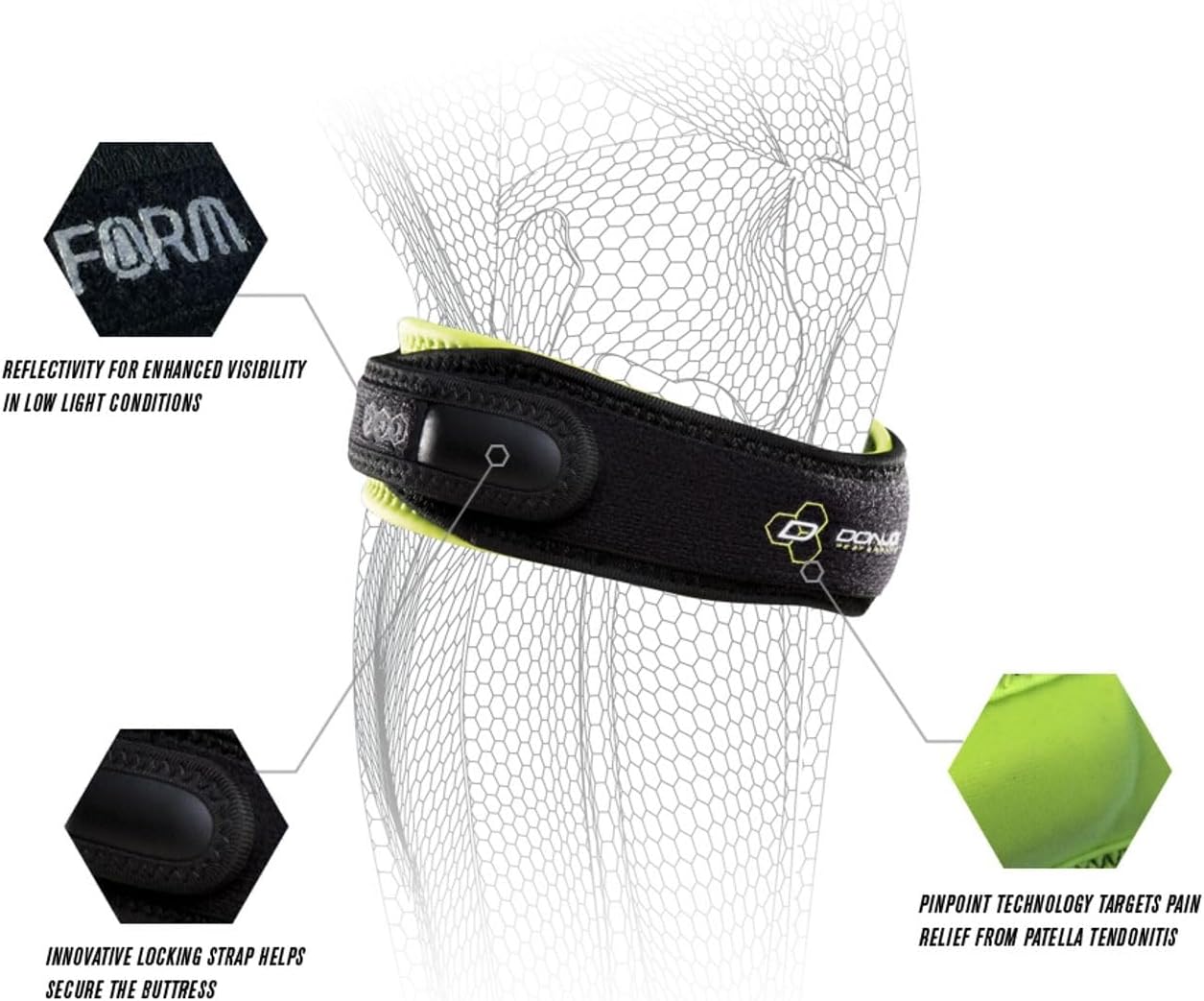 DonJoy Performance ANAFORM PinPoint Knee Strap – Jumper’s Knee Band / Patella Tendonitis, Osgood-Schlatters – Support for Volleyball, Basketball, Stairs, Soccer