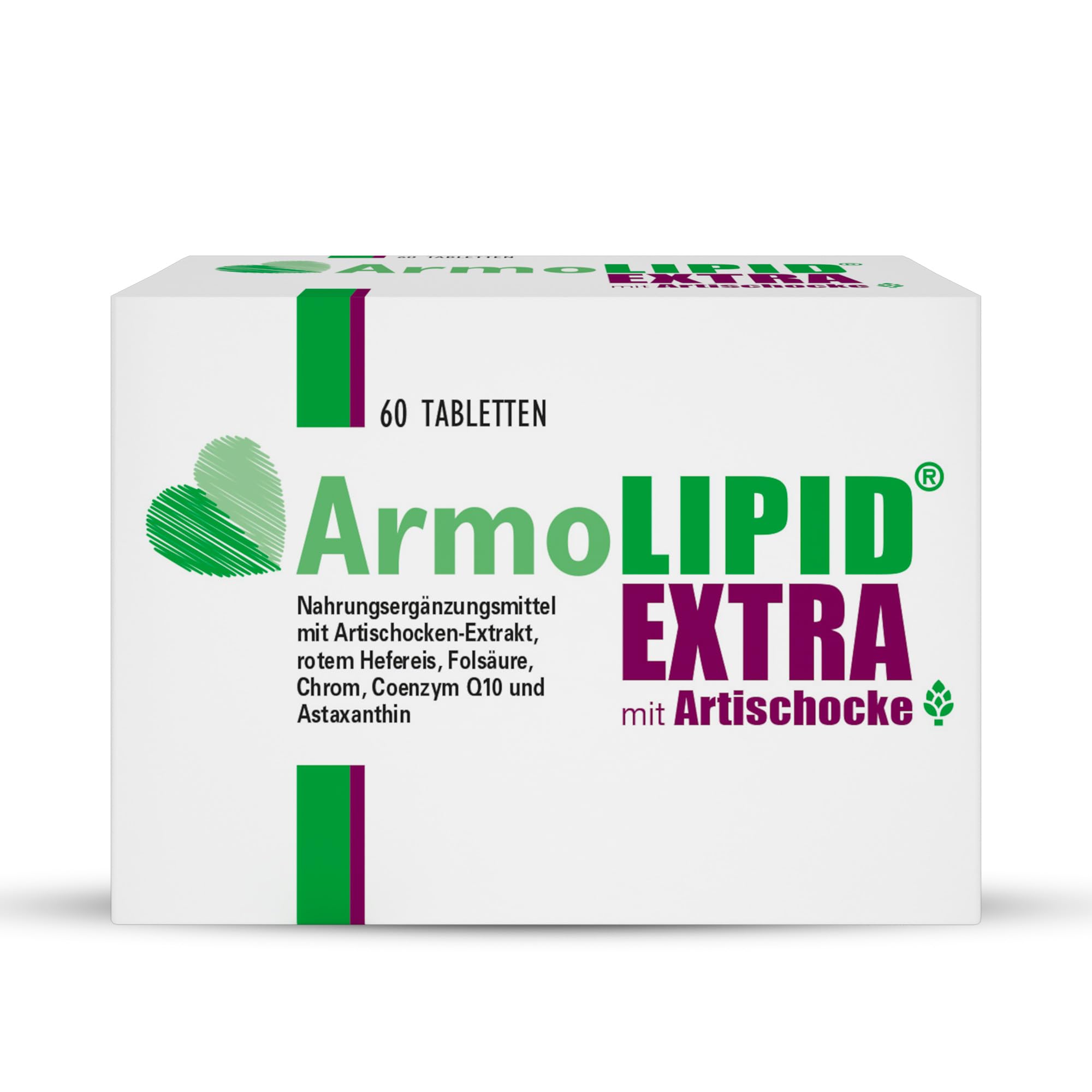 ArmoLIPID® EXTRA - Nahrungsergänzungsmittel mit Artischocken-Extrakt, rotem Hefereis, Folsäure, Chrom, Coenzym Q10 und Astaxanthin - 60 Tabletten