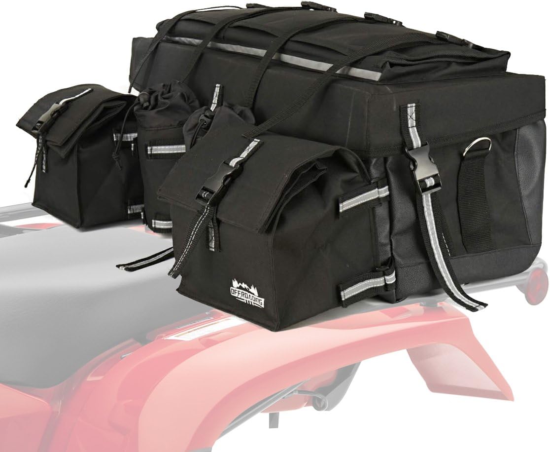 Offroading Gear 4x4 Waterproof UTV |ATV |Quad Bike| Rear Rack Bag with Rain and Dust-Resistant Cover | Comes with Insulated Cooler Bags| Black