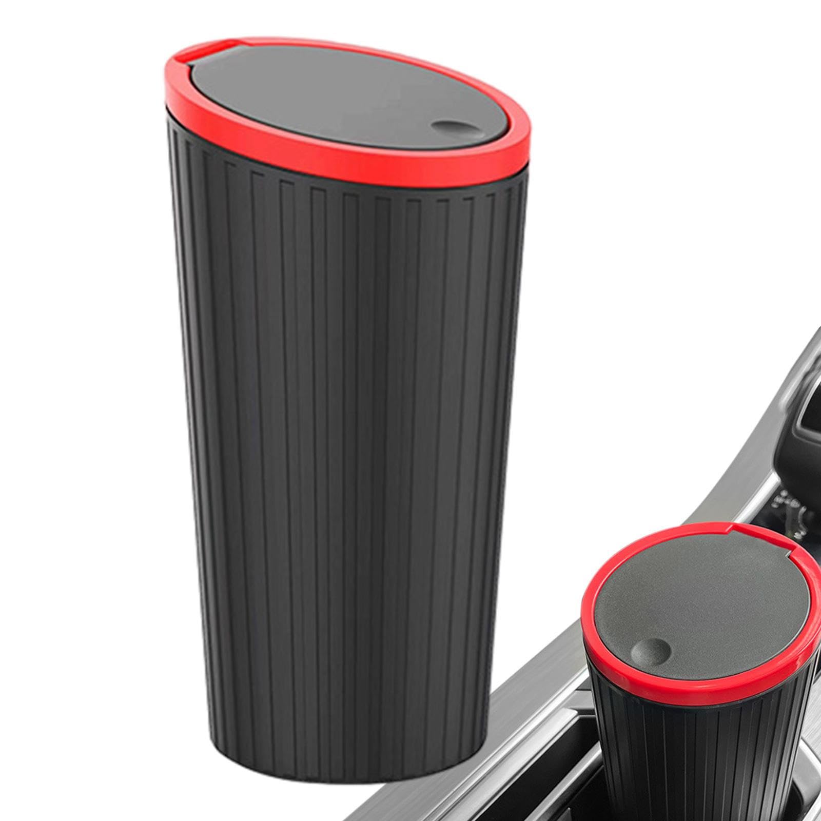 PW TOOLS Car Rubbish Bin with Lid, Car Trash Can, Automotive Cup Holder Garbage Can, Portable Car Garbage Can, Small Car Garbage Holder, for Car Home Desktop
