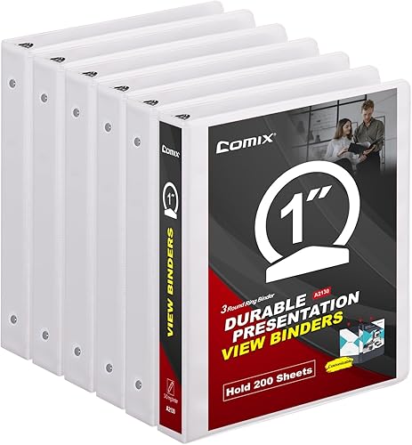 COMIX Carpeta resistente de 3 anillos de 1 pulgada con cubierta transparente, carpeta de anillos redondos de 1 pulgada, sin PVC, capacidad de 200