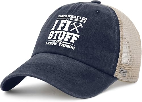 Miniatura 2 de Sombrero con texto en inglés "I Fix Stuff & I Know Things", regalos únicos para hombres que lo tienen todo, perfecto para papá o marido
