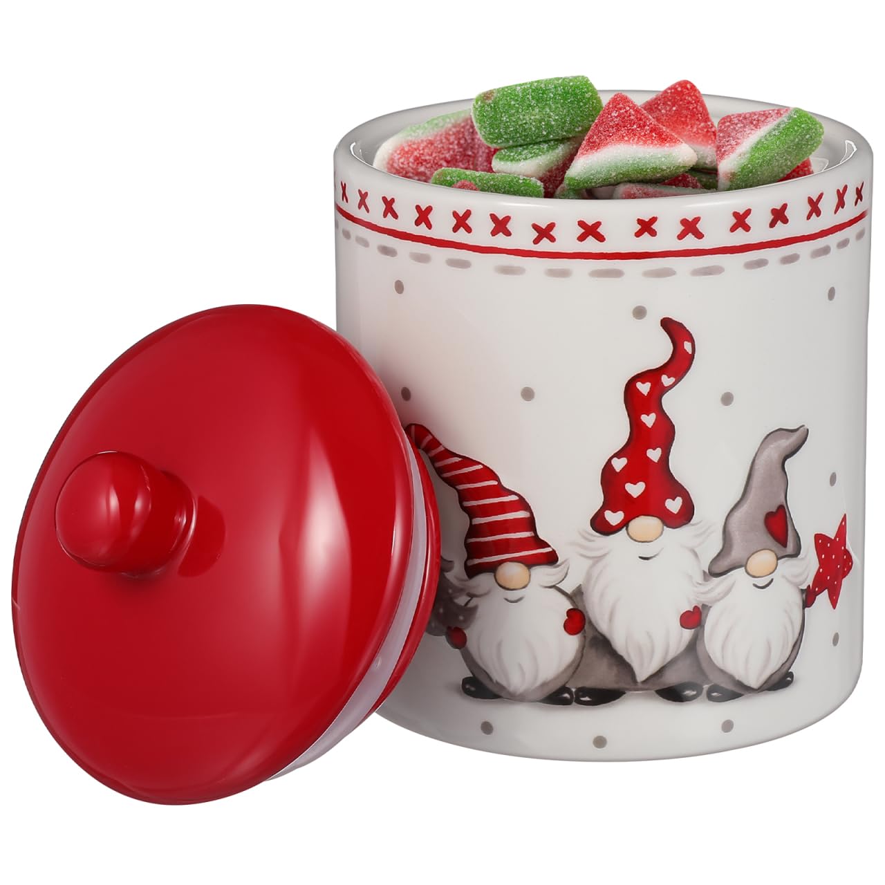 HEMOTON 2 Pièces Boîte De Bonbons Gnome Boîte à Biscuits De Noël Pot De Biscuits Sucrés Pot De Thé Scellé Grains De Noël Peuvent Gardien De Sucre Pot Rond Boîte Ronde Nourriture Céramique