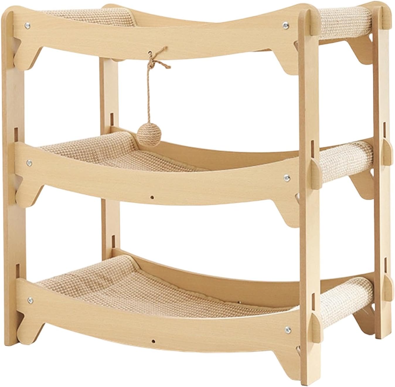 Generic Cat Scratching Lounge Couch Ornament Playing Cartoon Resting Sturdy Accessory Wood, Triple Tier